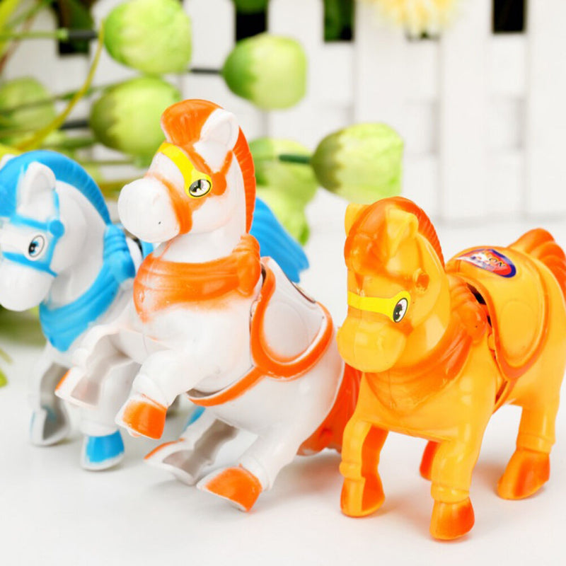 Wind Up Animal Running Moving Horse Classic Clockwork Plastic Kids Toys Gift ME