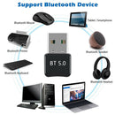 USB BT 5.0 Dongle Adapter Wireless Bluetooth Audio Receiver Transmitter for PC