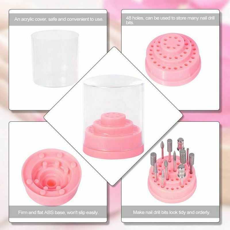 Nail Drill Bit Holder Stand Displayer Organizer Container 48 Holes Nail Man Z6B9