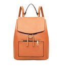 Leather Women Casual School Bags Shoulder Handbag Travel Backpacks (Yellow)