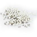 100 Ivory Pearls Studs Beads 8mm Rivets Leather Bag Clothes Decor Crafts DIY