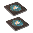 Wooden Coaster with Chinese Style Pattern Wood Drinks Tea Cup Mat Pad Square