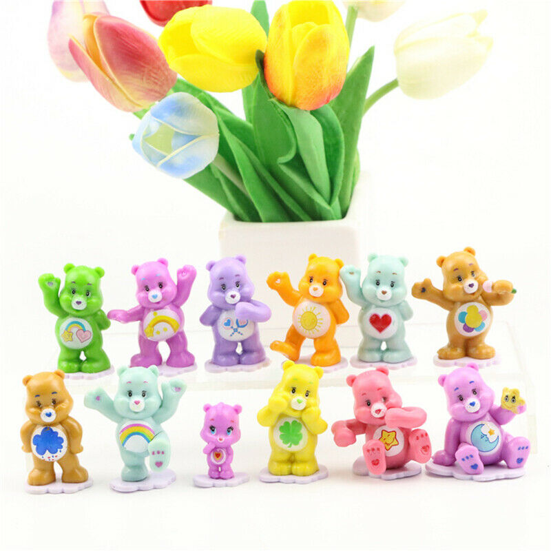 12PCS CARE BEARS CAKE TOPPERS 12 PLASTIC FIGURES BRAND NEW Gift For Kids