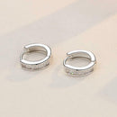 1 Pair Men Women Unisex Stainless Steel Rhinestone Charm Hoop Huggie Earrings