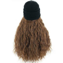 Women Synthetic Wig Beanie Wool Hat Fashion Wig Hair Extensions Brown Attached