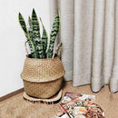 Woven Seagrass Basket, Woven Seagrass Tote Belly Basket for Storage, Laundr