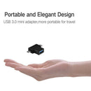 Portable 2 in 1 USB to OTG Converter - Micro USB + USB 3.1 Type-C Male to USB