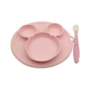 Silicone Cushion Baby Plate with Spoon for Kid Infant Tableware Bowl (Pink) A