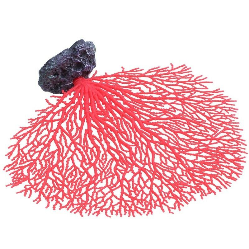 5.5" Height Red Soft Plastic Branch Coral Emulational Underwater Plant Deco A4P9