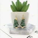 Women Star Christmas Tree Earrings Dangle Hook Ear Drop Green Pendent Xmas Gifts
