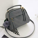 Pure Color Hair Ball Pendant Shoulder Handbags Women Crossbody Bags (Grey)