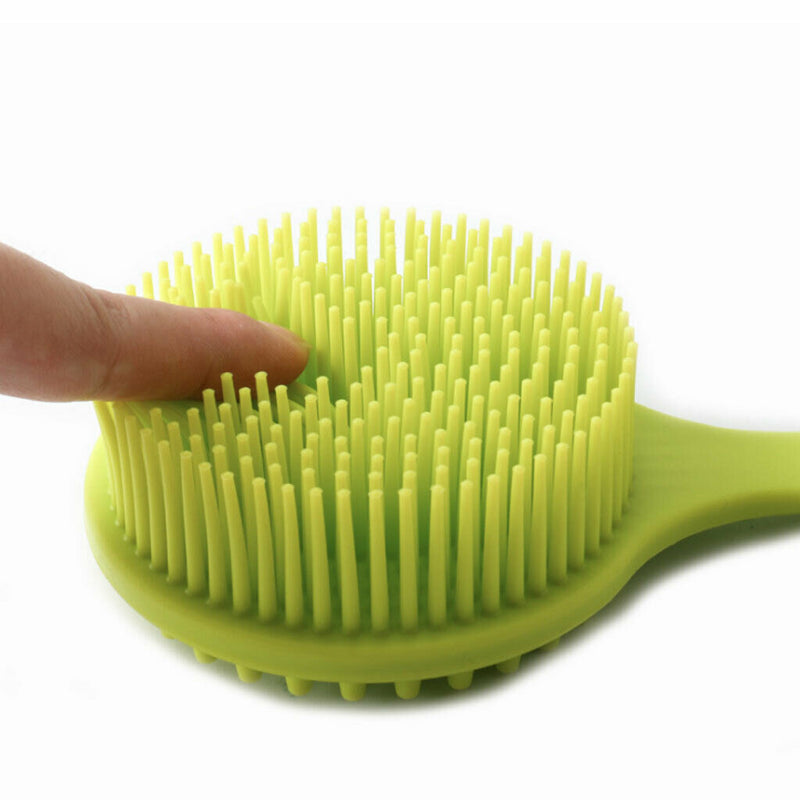 Silicone Long Handle Bathroom Shampoo Shower Brush Back Scrubber Double Sided