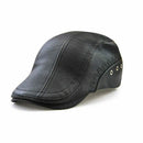 Jamont Black Men'S Pu Leather Beret Caps Winter Autumn New Male Adjustable