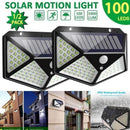 2pcs 100LED Solar Motion Sensor Wall Light Waterproof Yard Security Lamp Outdoor