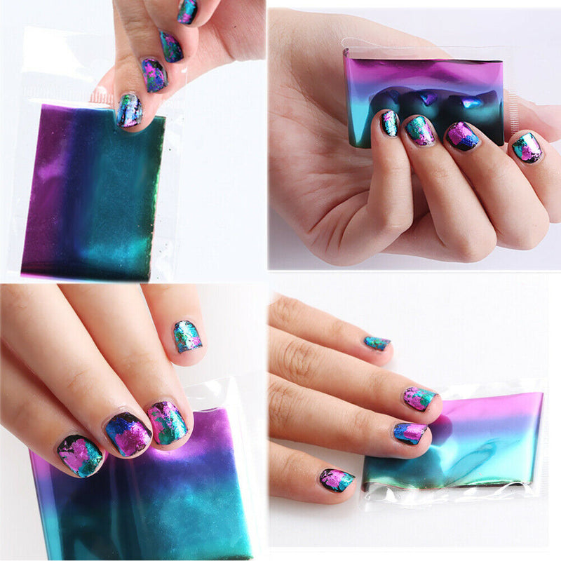 10pcs Nail Art Fittings Transfer Foil Stickers Paper Starry Sky Shining