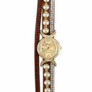Duoya Luxury Brand Women Rhinestone Leather Wrist Ladies Quartz-Watch Casua