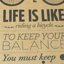 life is like riding a bicycle poster cafe bar decor  kraft paper wall stick 3c