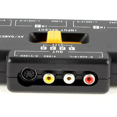 4-Way Audio Video AV RCA Switch Game Selector Box Splitter Black B9K6