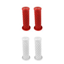 2 Pair Motorbike Motorcycle Handlebar Handle Bar Grips Red and White - 22mm/24mm