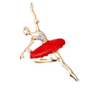 1 pc Ballet Dancing Girl Rhinestone Brooch Pin Fashion Charm Jewelry Red