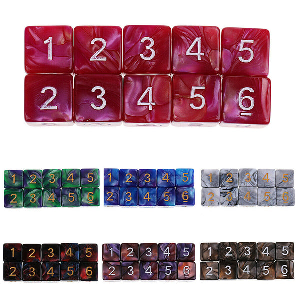 10PCS 6 Sided D6 Dice for Dungeons and Dragons  TRPG Table Games
