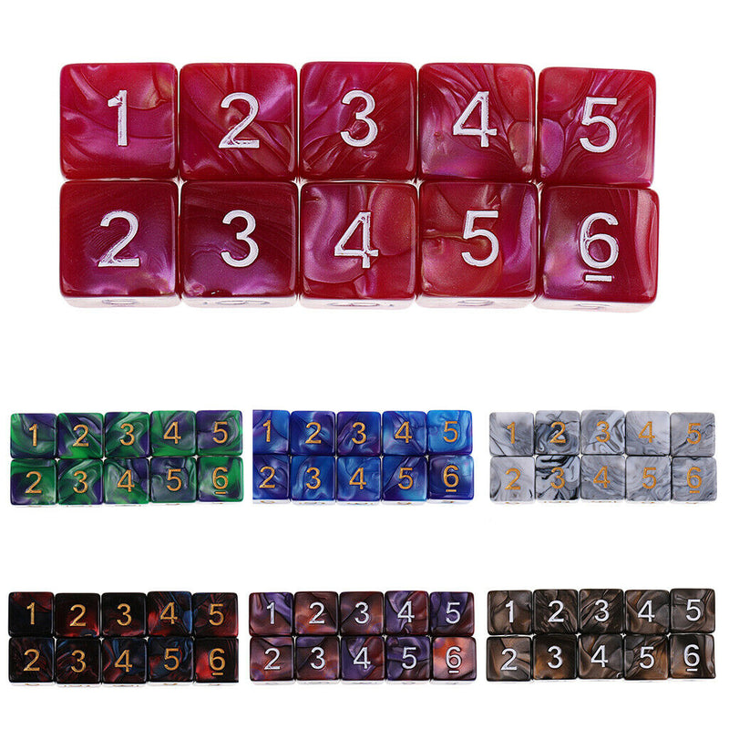 10PCS 6 Sided D6 Dice for Dungeons and Dragons  TRPG Table Games