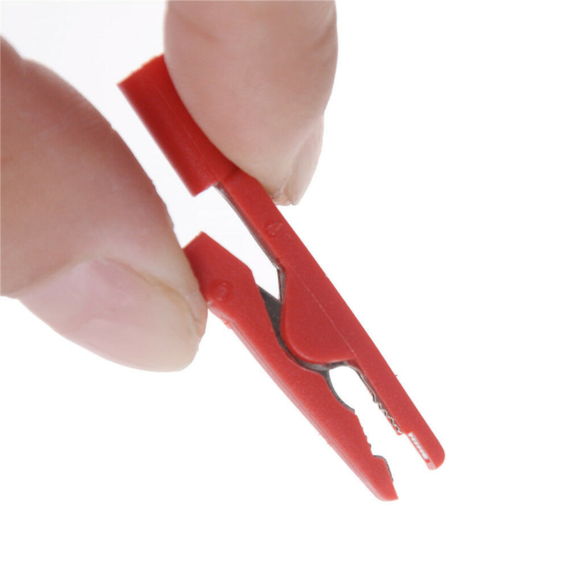 2PCS Insulated Alligator Clamp 2mm Banana Plug Adapter Test Probe Black+Red B Bj