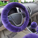 3Pcs/set Winter purple warm plush car steering wheel cover handbrake covers  â„–[