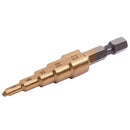 3 pcs HSS Titanium Step Drill Bit Set & 1 pcs Automatic Center Punch
