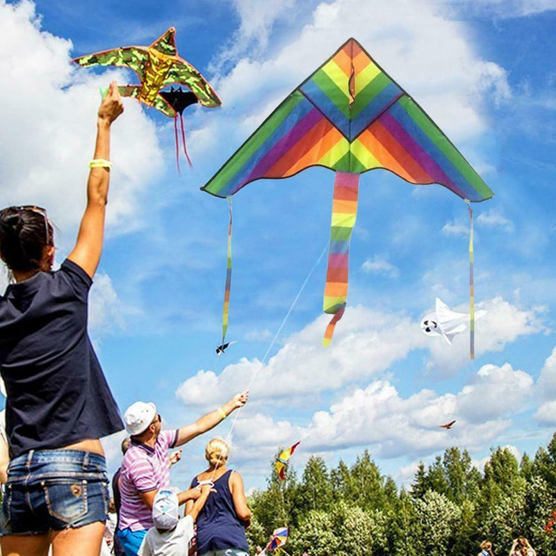 Delicate Rainbow Triangle Kite Outdoor Children Fun Sports Kids Toys Gift 1Pcs
