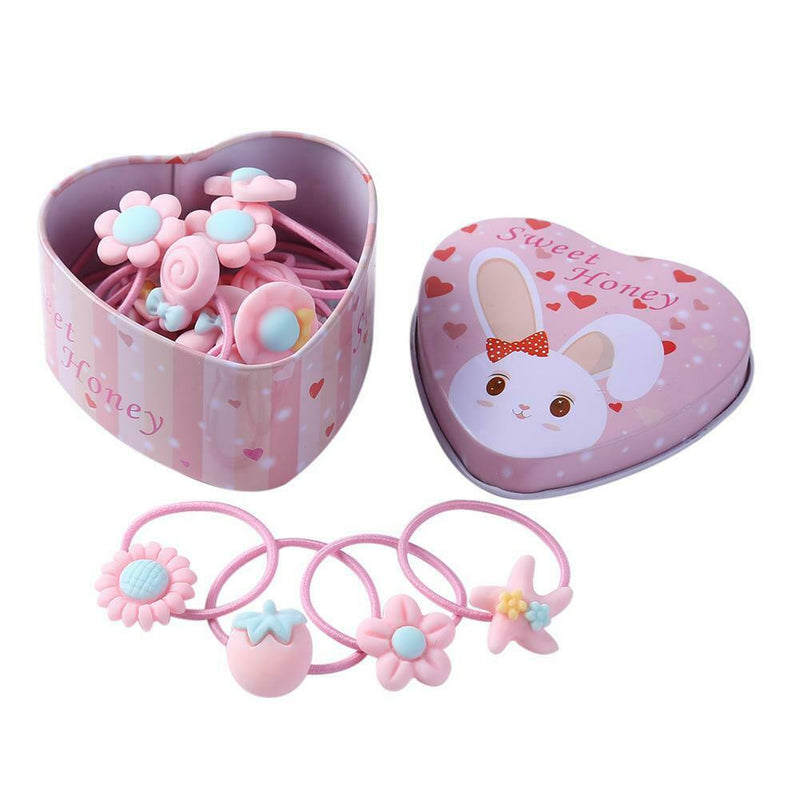 20pcs Cartoon Cute Elastic Hair Bands Kids Girls Rubber Bands (Pink) A