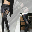 Hot Sell Sexy Women Faux Leather Gothic Punk Leggings New Lace Trousers Pan
