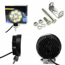 2x 27W 9LED Round Flood Fog Work Light Bar Lamp For Truck Tractor SUV FE TWB Gw
