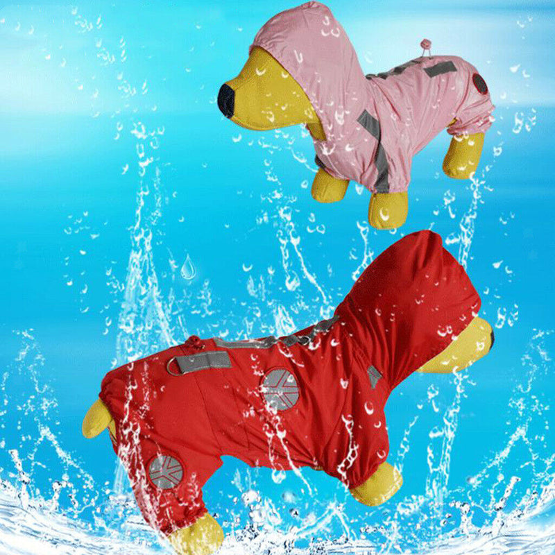 Waterproof Reflective Dog Raincoat Pet Rain Poncho Dog Pet Rainwear  Red S