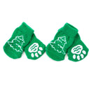 Pet Dogs Christmas Tree Anti-slip Knit Cotton Short Socks 4PCS/Set XL green