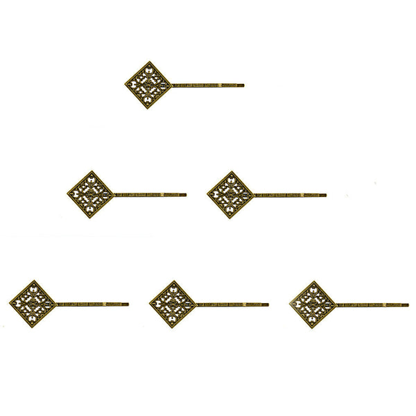 6pcs Large  Pins With Square Pad Vinatge 6.6cm Hair Grips Slides Clips