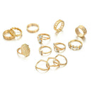 13pcs/set Rhinestone Letter Ring Women Geometric Knuckle Rings Jewelry Gift A