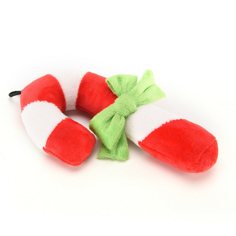 Christmas Cat Dog Pet Plush Toys Xmas Candy Color Squeaker Squeaky Crutch Sha ï¼W