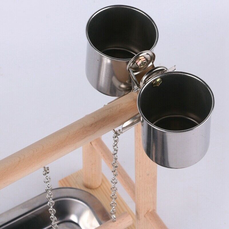 Parrot Wood Stand Activity Center Ladder Swing Tray Cup Perch Bird Play Rac