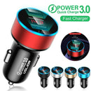 Dual USB Ports Car Charger 3A Fast Charging Adapter LED Socket Lighter Accessory