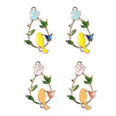 4 Piece Alloy Enamel Flower Leaves Branch Bird Connector Necklace Pendant Beads