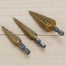 3Pcs Titanium Step Drill Bits HSS Wood Power Tools 3-12mm 4-12mm 4-20mm