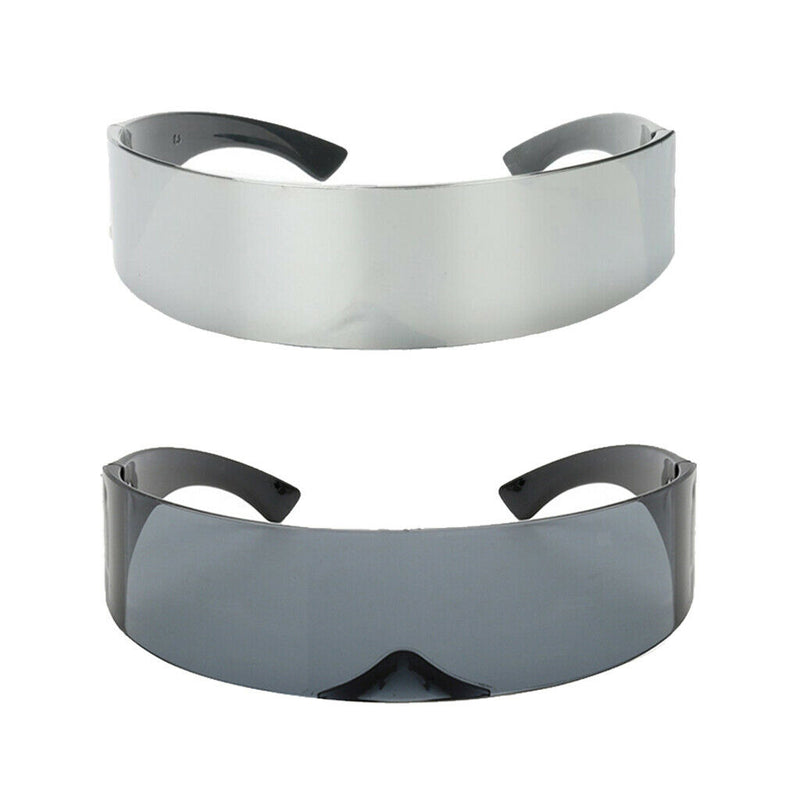 2 x Futuristic Wrap Sunglasses Narrow Flat Top Glasses Party Props Eyewear