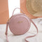 Women Round Shoulder Bag Alligator PU Circle Zip Crossbody Handbag (Pink)