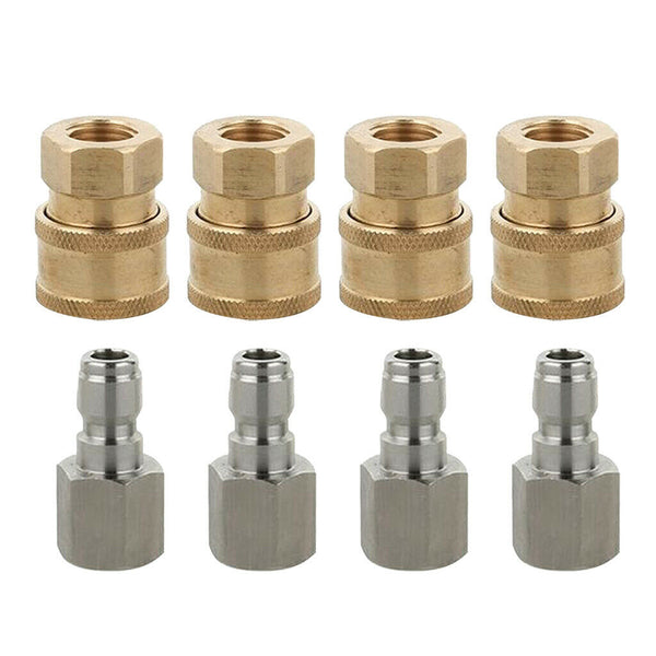 8Pcs Pressure Washer Hose Connector 1/4" G Quick Coupler Male & Female