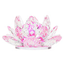 Crystal Lotus Flower Buddhist Ornament Feng Shui Art Glass Paperweight Pink