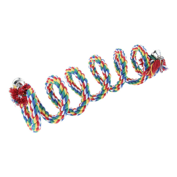 Bird Spiral Rope Perch, Cotton Parrot Swing Climbing Standing Toys w/ Bell