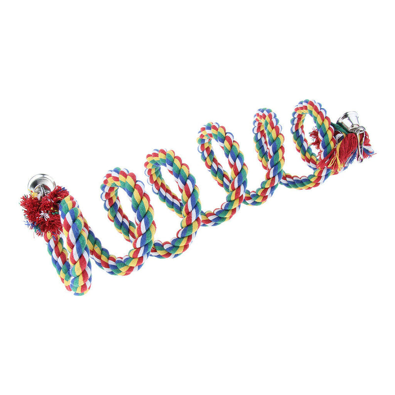 Bird Spiral Rope Perch, Cotton Parrot Swing Climbing Standing Toys w/ Bell