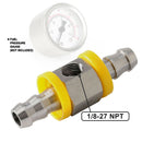 3/8" Stainless Steel Car Fuel Line Fuel Pressure T-Fitting Adapter w/Clamps