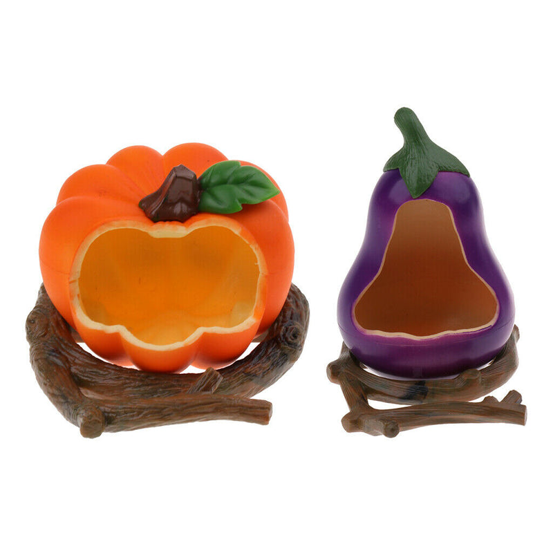Eggplant & Pumpkin Bowls Bird Small Parrot Pigeons Cage Stand Cup